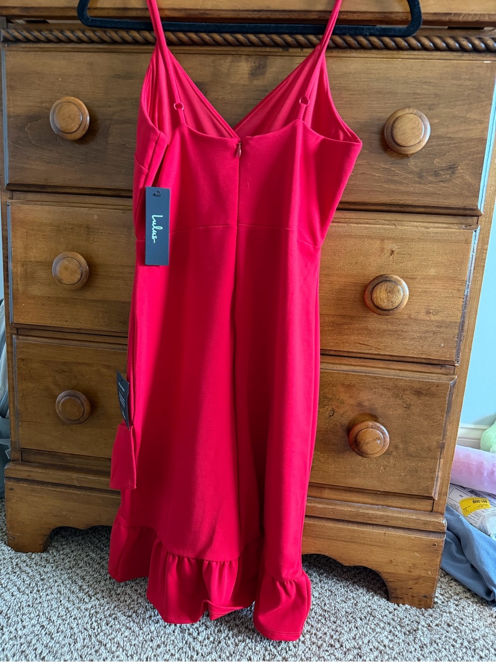 Lulu's Bright Red Ruffle-Hem Mini Dress - Picture 3 of 3
